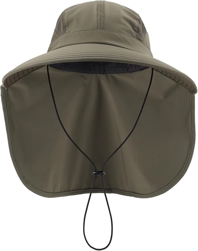 Home Prefer UPF 50+ Sun Hats for Men Women Wide Brim Fishing Hat with Neck Flap UV Protection Sunblock Safari Bucket Hat