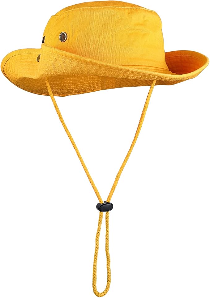 Wide Brim Hiking Fishing Safari Boonie Bucket Hats 100% Cotton UV Sun Protection for Men Women Outdoor Activities