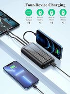 UYAYOHU Power-Bank-Solar-Portable-Charger - 40000mAh Power Bank Large Capacity Built in 3 Output and 1 Input Cables and Flashlight 5V3.1A Fast Charger Compatible with All Smart Phones and Devices