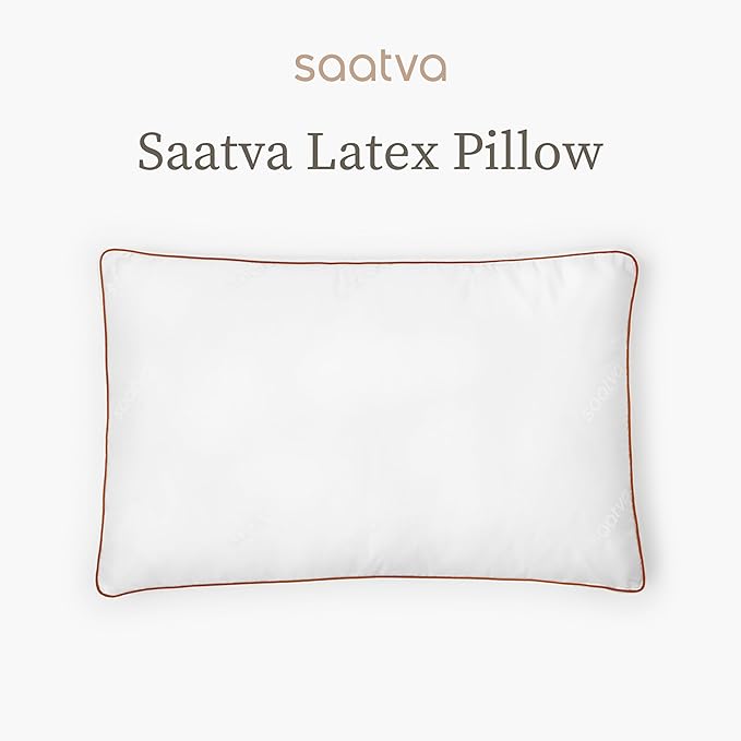 Saatva Latex Pillow - High Loft (6" - 7”) - Hypoallergenic Pillow with Shredded Latex Core - Breathable - Machine Washable Organic Cotton Cover - Queen (28"x18") 1 Pack