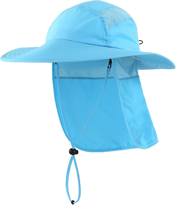Home Prefer UPF 50+ Mens Wide Brim Fishing Hat with Neck Flap Sun Hat for Men Women Sun Protection Cap