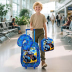 UFNDC 5PCS Kids Suitcase Set for Boys, Car Rolling Luggage with Wheels, Travel Carry on for Children Toddler Elementary