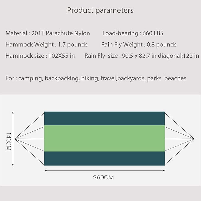 Camping Hammock with Mosquito Net and Rain Fly - Travel Hammock Bug Net - Hammock Tent for Outdoor Hiking Backpacking Travel Camping Accessories and Camping Gear…