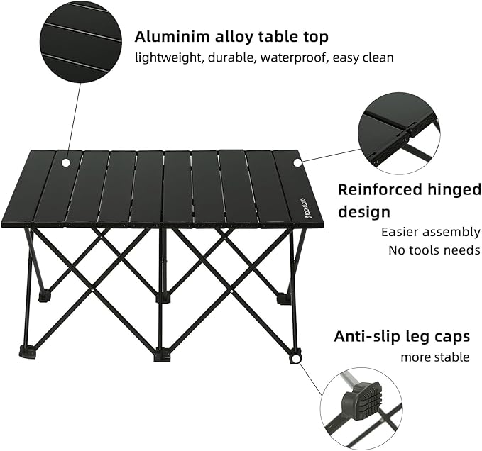 ROCK CLOUD Portable Camping Table Ultralight Aluminum Camp Table Folding Beach Table for Camping Hiking Backpacking Outdoor Picnic, Double Frame