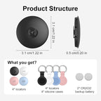 Air Tracker Tags-4 Pack Work with Apple Find My (iOS Only): Bluetooth Tracker with 4 Cases and 2 Replaceable Batteries - Key Finder Item Locator Smart Tag for Luggage Bags Wallet Suitcase