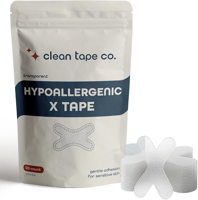 Clean Tape Company | 128 Count Premium X Tape for Sensitive Skin | Pain Free Removal, No Residue, Gentle Transparent for Multi-Purpose - Latex Free & Gentle On Skin