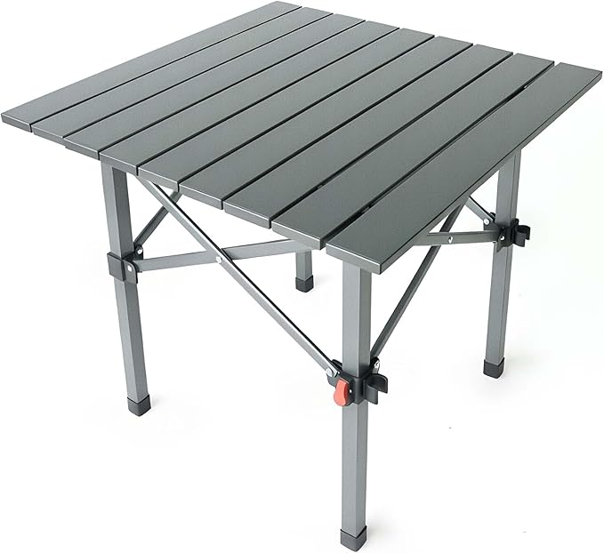 Folding Camping Table, Portable Lightweight Beach Tables for Sand Foldable, Aluminum Roll-up Folding Square Table for Outdoor Camping, Picnic, Card, Travel (Black)
