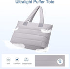 Tote Bag for Women Puffer Work Tote Handbag Large Quilted Nurse Bag with Zipper for Travel