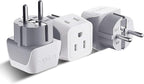 Ceptics Schuko Germany, France Plug Adapter, Dual Input - Ultra Compact Light Weight - Usa to Russia, South Korea Travel Adaptor Plug - Type E/F (3 Pack)