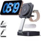 2026 Traveling Wireless Mag-Safe Fast Charging Station,Magnetic 3 in 1 Charger with iPhone 17 16 15 14 13 12 Pro Max Plus,Apple Watch Series & Air pods 4 3 2 Pro-Gifts for Wife & Husband(Black)