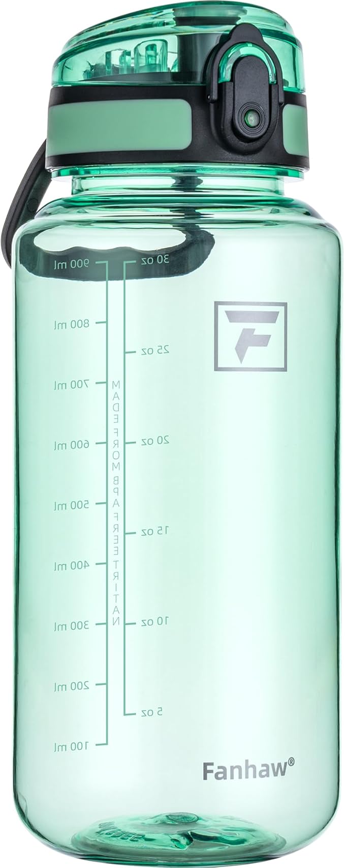 Fanhaw 32 Oz Clear Tritan Water Bottle with Chug Lid, BPA-free, Wide Mouth, Leak Proof - for Gym, Travel, Home, School, Office (Glow Green)