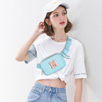 Gitus Gifts for 7 8 9 10 11 Year Old Girls Belt Bag Fanny Pack Crossbody Bags with Initial Letter Patch Birthday Gifts for Daughter Sister Friends Teen girls (Icing Blue-M)