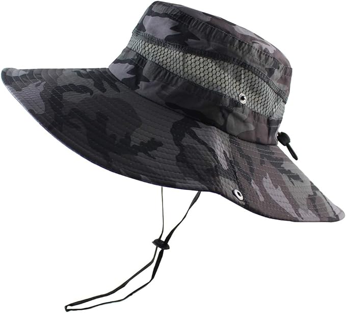 CAMOLAND Mens Fishing Hat Wide Large Brim Sun Hat with Outdoor UV Protection