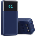 Portable Charger 50800mAh Power Bank with 3 Built in Cable,25W PD QC4.0 Fast Charging USB C Battery Pack,6 Output 2 Input LCD Display Portable Phone Charger for iPhone 16/15/14,Google,Android, Blue