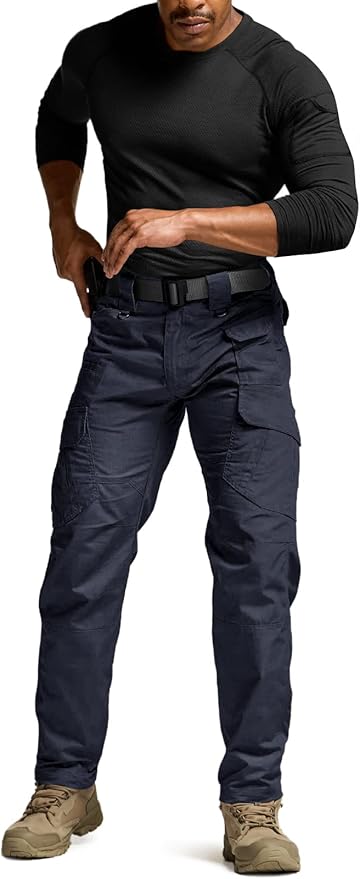 CQR Men's Tactical Pants, Water Resistant Ripstop Cargo Pants, Lightweight EDC Work Hiking Pants, Outdoor Apparel