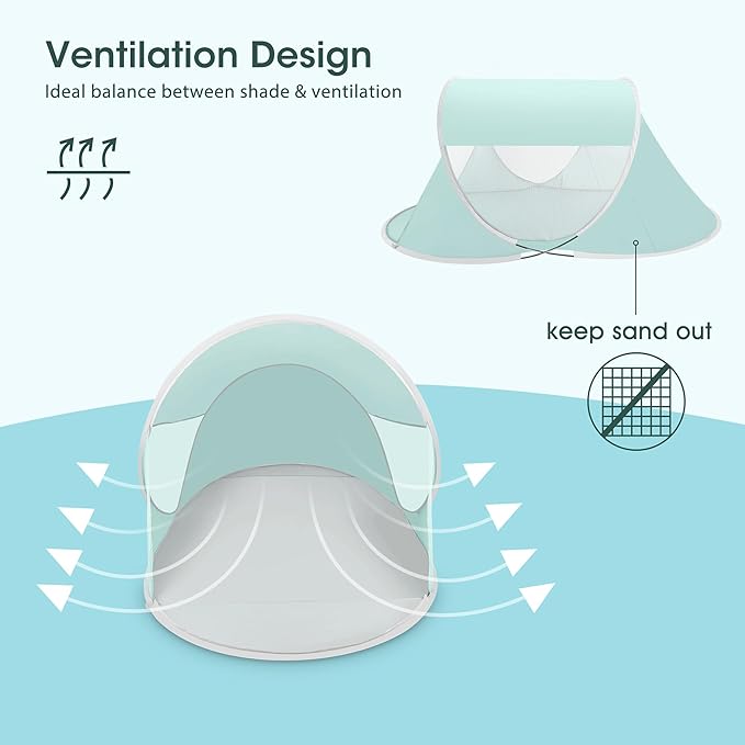 ISILER Pop Up Beach Tent, Portable Outdoor Shade, UPF 50+ Baby Shelter, Easy Setup Windproof Waterproof Canopy