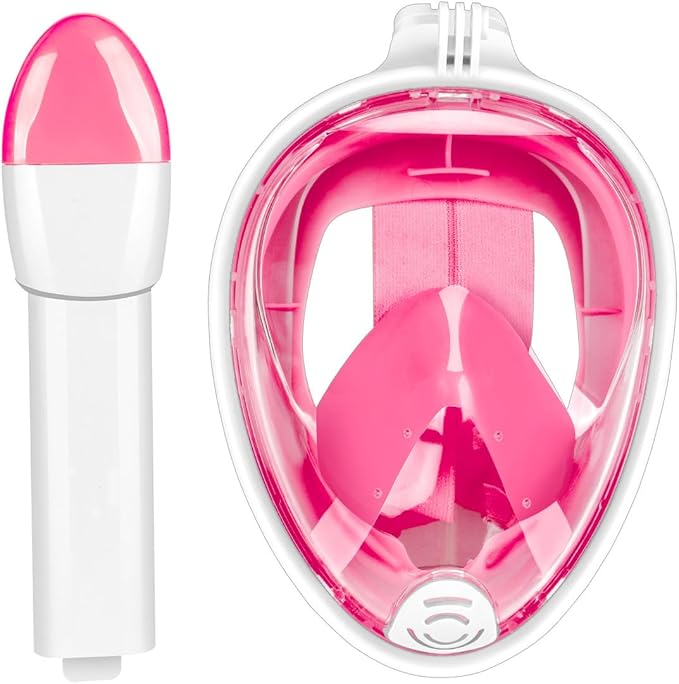 Full Face Snorkel Mask Adults with Dry Top System, Detachable Camera Mount, 180 Panoramic Anti-Fog Anti-Leak Diving Mask for Adult and Kids