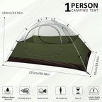 Bessport Camping Tent 1/2 Person Tent Waterproof Two Doors Backpacking Tent Easy Setup Lightweight for Outdoor, Hiking Mountaineering Travel
