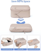 WANDF 7 Set Compression Packing Cubes for Travel, Shirt Folder for Wrinkle-Free, Suitcase Organizer Bags Set for Carry-On Checked Luggage Duffle Bag Women Men(Khaki)