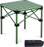 iClimb Lightweight Stable Alu. Folding Square Table Roll Up Top with Carry Bag for Camping Picnic Backyards BBQ Camp Kitchen (Green, S)
