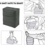 Travel Foot Rest Pillow, Portable Inflatable with Double Hand Pump Adjustable Three Layers Height Pillow for Foot Rest on Airplanes,Cars,Buses,Trains,Office Kids to Sleep on Long Flights (dark gray 2)