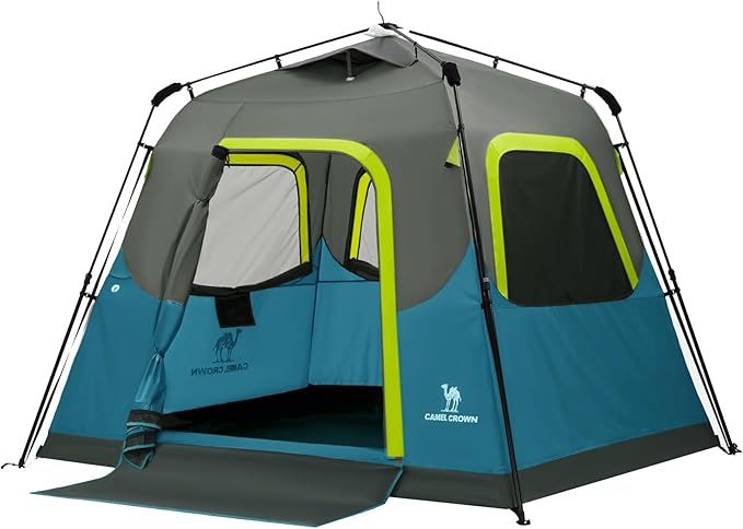 CAMEL CROWN Instant Tents for Camping 4-6 Person Tent Waterproof Easy Setup Sets Up in 60 Seconds Backpacking Tents with Carry Bag for Outdoor Hiking