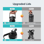 BUZIO 24 oz Insulated Water Bottle, Stainless Steel Wide Mouth Water Flask with Straw Lid, Cold for 48 Hrs Leak Proof Metal Hydro Thermo Canteen Mug, Black