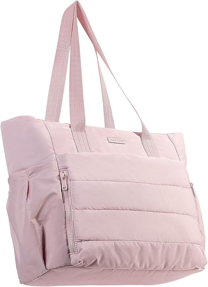 NISHEL Travel Puffy Tote Bag For Women, Ultra-Lightweight Large Tote Purse For Office Day And a Short Weekend Getaway
