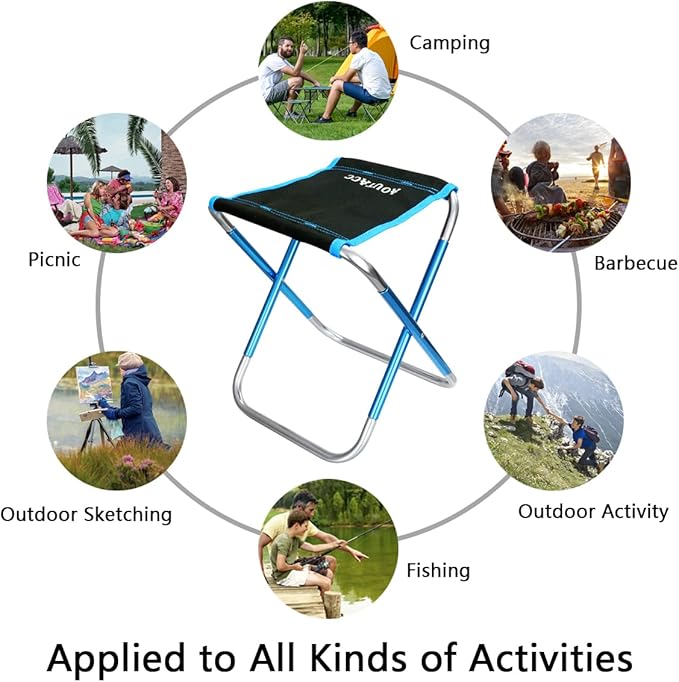 AOUTACC Ultralight Portable Folding Camping Stool for Outdoor Fishing Hiking Backpacking Travelling(XL:13"x14"x15";Large:11.8"x11"x11.4"; Medium:8.3"x9.5"x 11")