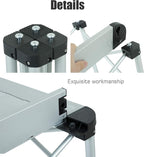 iClimb Lightweight Stable Alu. Folding Square Table Roll Up Top with Carry Bag for Camping Picnic Backyards BBQ Camp Kitchen (Silver, S)