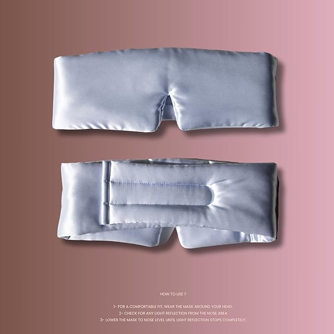 Silk Eye Mask - 100% Pure Mulberry 22 Momme Silk Sleep Mask, Adjustable Sleep Mask for Women and Men(Adjustable, Cloud Blue)