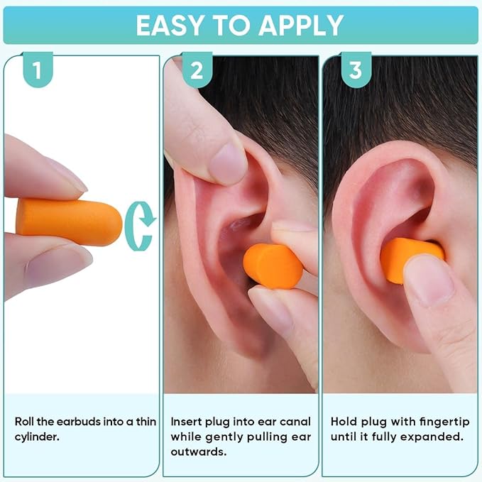TICONN 200 Pairs Foam Ear Plugs, Individually Wrapped 32dB NRR Noise Reduction Earplugs for Sleeping Hearing Protection Travel Study Concentration Construction Site (200 Pairs)