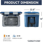 EchoSmile Ultra-Light Hard Cooler 35L/37qt, Outdoor Insulated Ice Chest Box