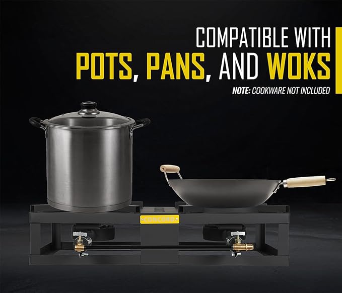 CONCORD THE BLOCK BURNER MAX Double Propane Outdoor Burner. 200,000 Total BTU. Wok Burner. Great for Home Brewing, Stir Frying, Camping, Tailgating, and More!