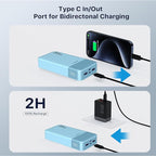 J2651 Portable Charger, 35W 20000mAh USB C in & Out Power Bank, Battery Pack with QC4.0+PD3.0 35W High-Speed Charging for Bluetooth Earbud, Mobile Phone, Tablet (Blue)