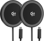 25W Magnetic Wireless Charger for iPhone 17/16, Qi2 Fast Charging Pad for iPhone 17/16/15/14/13/12 Series for AirPods, Strong Magnet, Ultra-Thin &Portable Charger Mat for Desk & Bedside (Black, 2Pack)