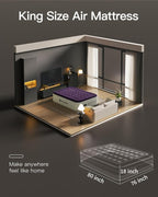 CHILLSUN King Air Mattress with Built in Pump, 18" Raised Comfort Blow up Mattress, Upgraded Air Bed Inflatable Mattress for Guests & Home, colchones inflables, AirBed, 750lbs Max