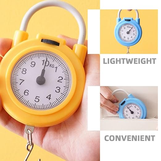 LALAFINA Portable Electronic Spring Scale 2pcs, High Precision Handheld Hanging Weight Scales with Hooks for Travel Luggage and Home Use, Small Compact Design in Yellow and Blue