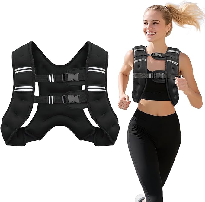 8lb/12lb/16lb/20Lb Weighted Vest for Woman Men with Reflective Stripe, Size Adjustable Strength Training Weighted Vest for Walk Running Jogging