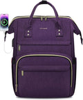 LOVEVOOK Laptop Backpack for Women,17 Inch Professional Womens Travel Backpack Purse Computer Laptop Bag Nurse Teacher Backpack,Waterproof Work Bags Carry on Back Pack with USB Port,Dark Purple
