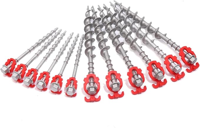 12 Pcs Aluminum Ground Anchors, Non-Rust Cast Tent Stakes Heavy Duty Metal Tent Stakes Pegs Ideal for Tents, Canopies, Sheds, Car Ports, Swing Sets Outdoors