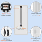 DOKIO 200W Monocrystalline Solar Panel 12V, 12BB Half-Cell High Efficiency Glass Module with Aluminum Frame, MC4 Connector, Pre-Drilled Holes for RV, Boat, Roof, Off-Grid Power