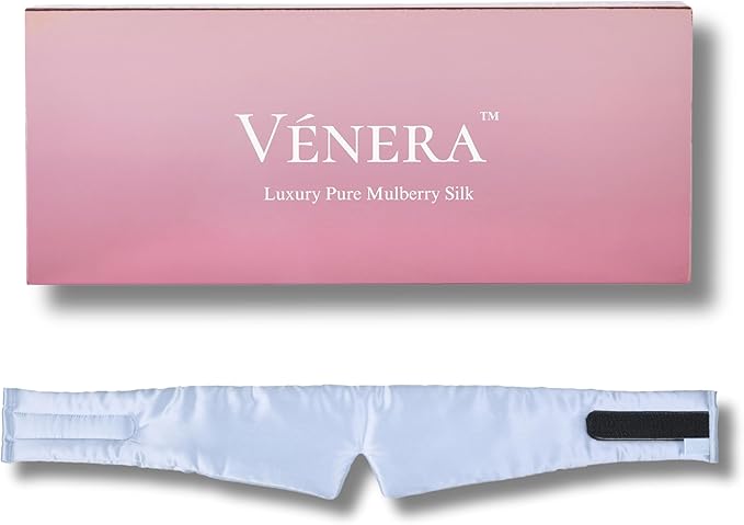 Silk Eye Mask - 100% Pure Mulberry 22 Momme Silk Sleep Mask, Adjustable Sleep Mask for Women and Men(Adjustable, Cloud Blue)