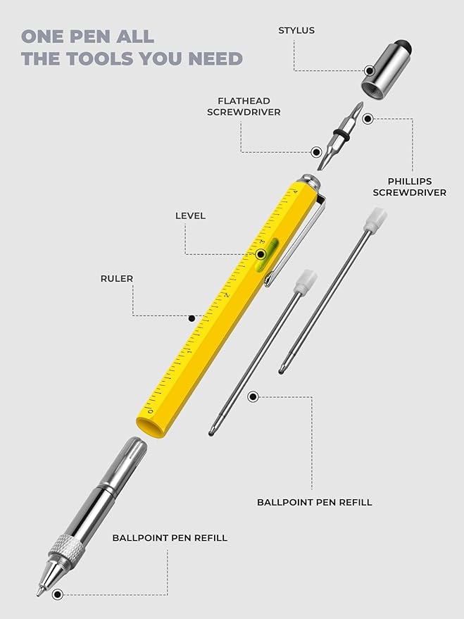 Stocking Stuffers for Him Multitool Pen - Mens Gifts for Christmas Useful White Elephant Gift Ideas for Adults, Unique Birthday Gifts for Men Dads Who Have Everything, Cool Gadgets EDC Tools for Men