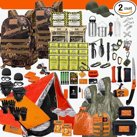 72 Hour Survival Kit - 228 Pieces Survival Gear and Supplies - 45L Go Bag Emergency Backpack, First Aid, Water Filter, Tools, Tent, Camping Essentials, Emergency Preparedness - The Alpha