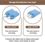 LFH Cotton Rich Shoe Storage Bags with Drawstring, Dustproof Breathable Reusable Organizer, Perfect For Travel, Dorm, Hotel, College, Gym, Easy to Carry, Machine Washable 8"x17" (Pack of 4) - Sky Blue