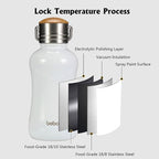 YOHKOH Mini Insulated Water Bottle With Bamboo Lid - 8.8oz Small Vacuum Insulated Water Bottle for Women Kids, 12 Hrs Hot & 24 Hrs Cold Stainless Steel Thermos Leak-Proof BPA-Free (8.8oz,White)