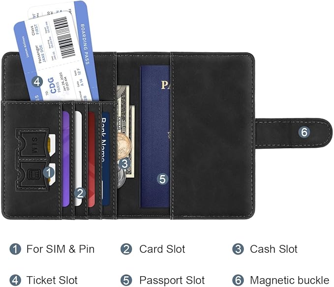 Passport Holder Wallet Cover Personalized Letter A-Z Travel Wallet RFID Blocking Passport Cover Wallet Case for Travel Passport Book Holders for Women and Men, Black-H