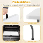 FDW 6FT Folding Picnic Table for Outdoor, Portable Fold-in-Half Plastic Dining Picnic Party Table with Carrying Handle