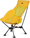 iClimb Ultralight Compact Camping Folding Beach Chair with Anti-Sinking Large Feet (Yellow - Triangular Frame High Back - 2PC)